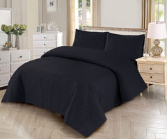 Black Plain - Winter Comforter Set - 3 Pcs