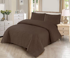 Choco Plain - Winter Comforter Set - 3 Pcs