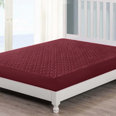 Maroon Quilted Mattress Protector - king