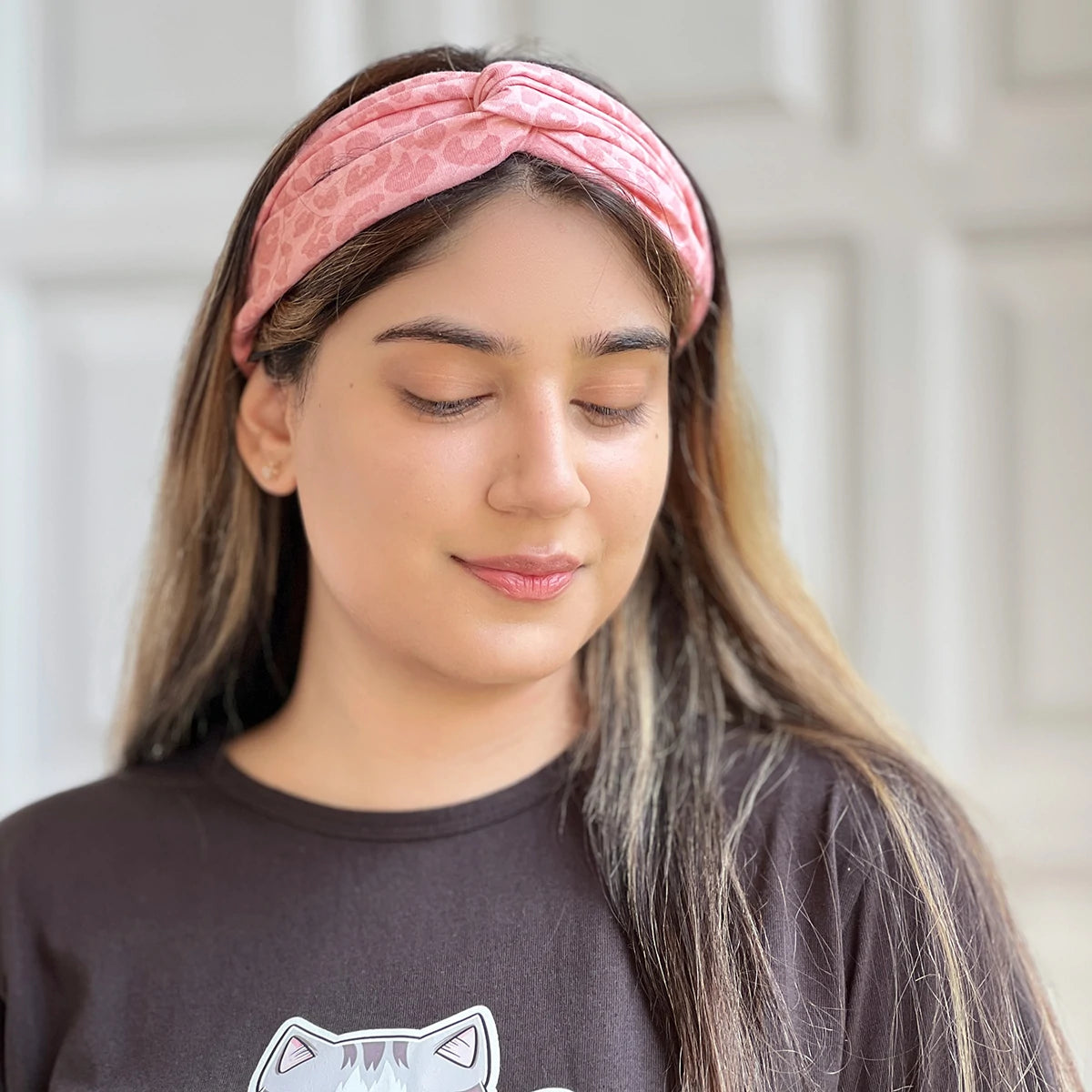 Pinkish Print Chain Hair Band