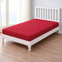 Maroon Quilted Mattress Protector - Single