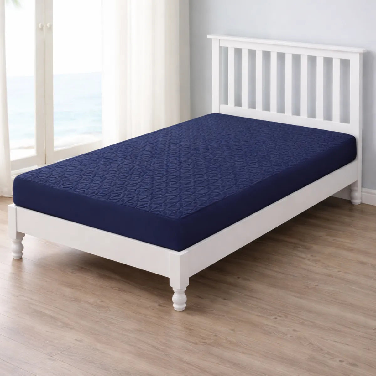Blue Quilted Mattress Protector - Single