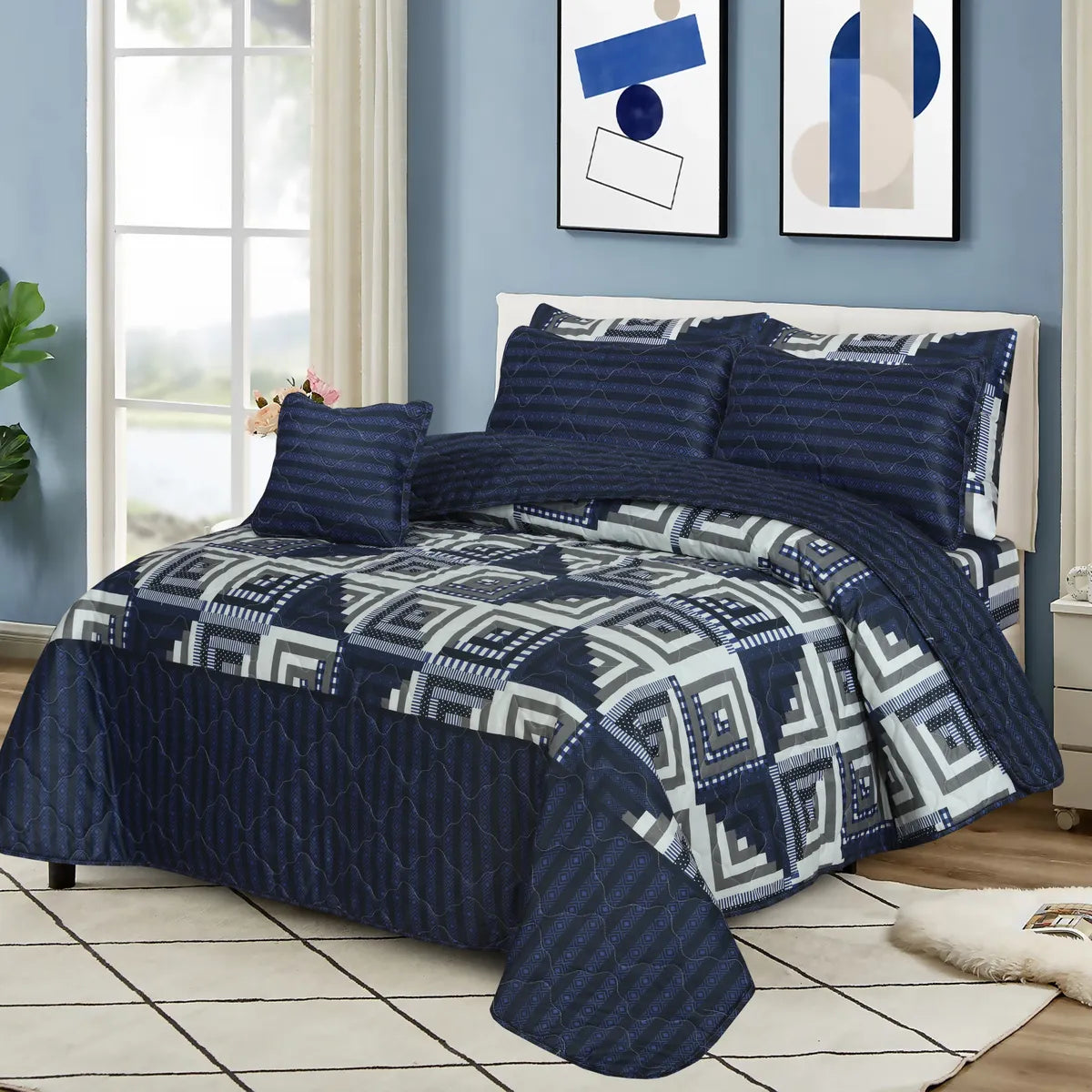 Aaeena- Comforter Set- 7 Pcs