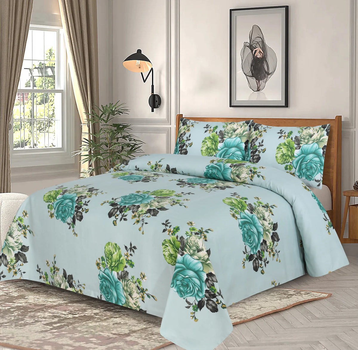 Blossom Mint Bedsheet Set