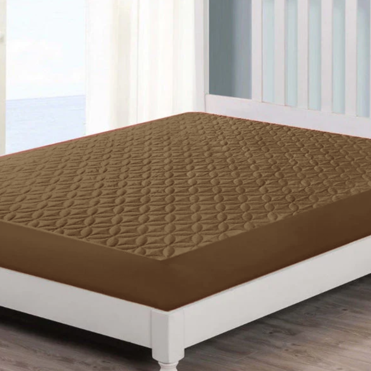 Brown Quilted Mattress Protector - king