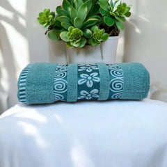 Flower Fancy Soft Towel - Sea Green